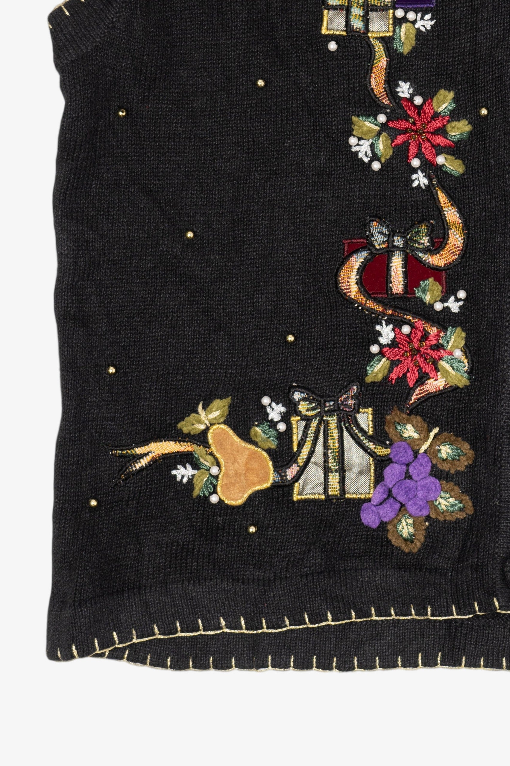 Vintage Black Victoria Jones Presents Ugly Christmas Vest (1990s)