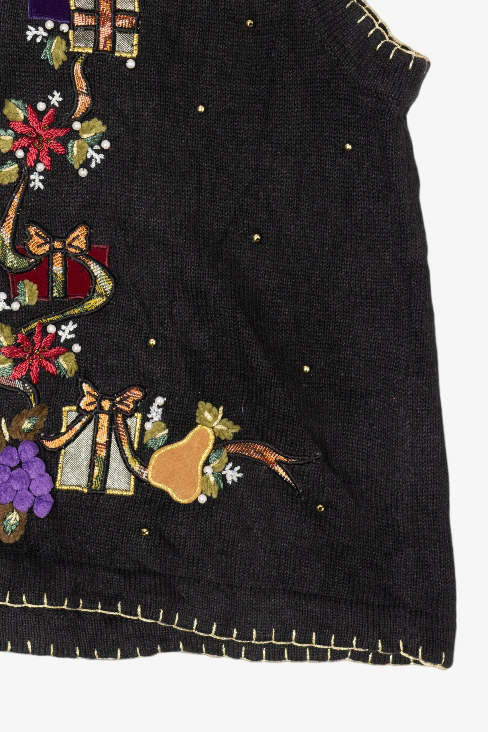 Vintage Black Victoria Jones Presents Ugly Christmas Vest (1990s)