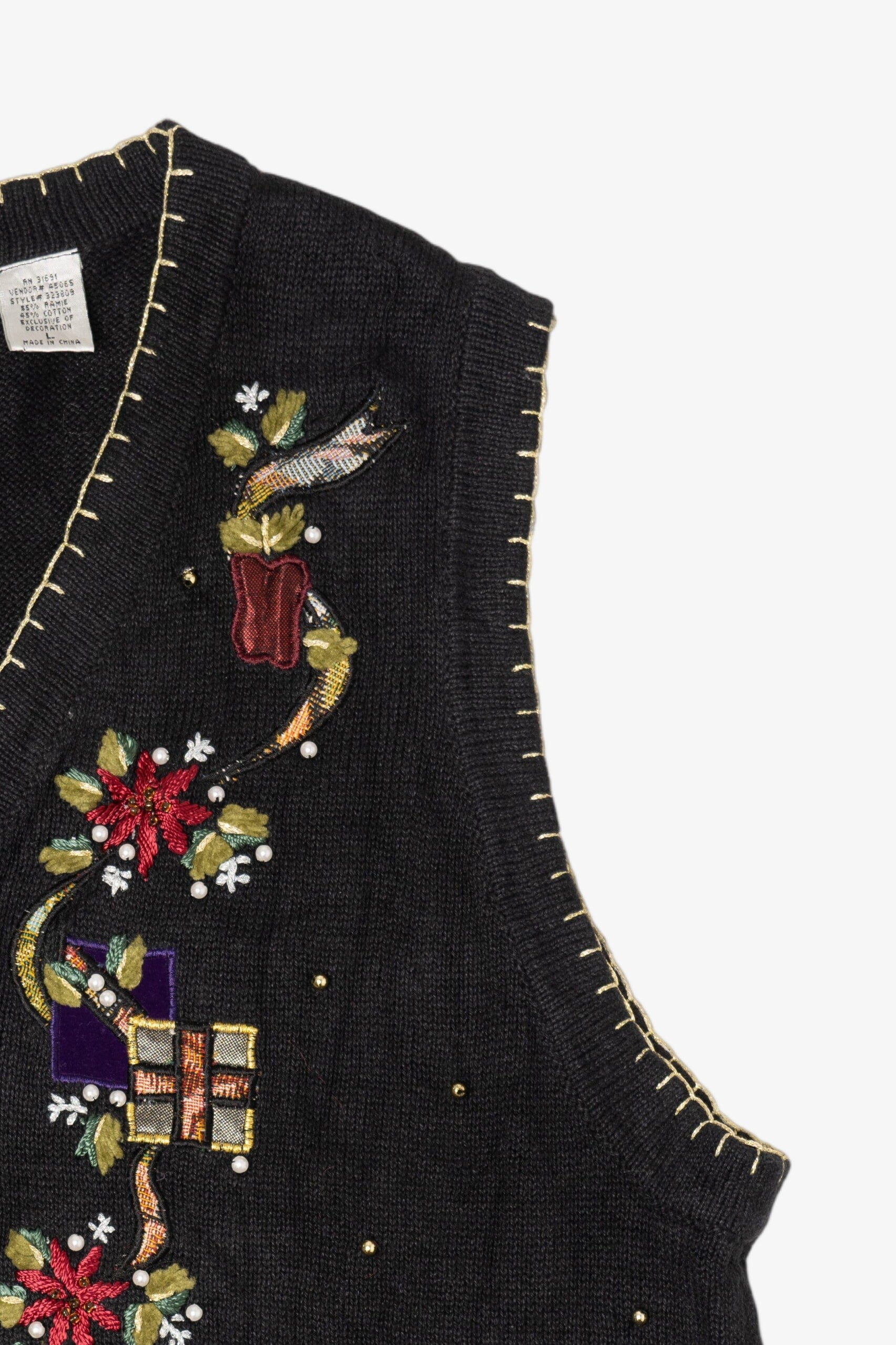 Vintage Black Victoria Jones Presents Ugly Christmas Vest (1990s)