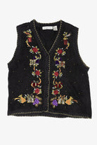 Vintage Black Victoria Jones Presents Ugly Christmas Vest (1990s)