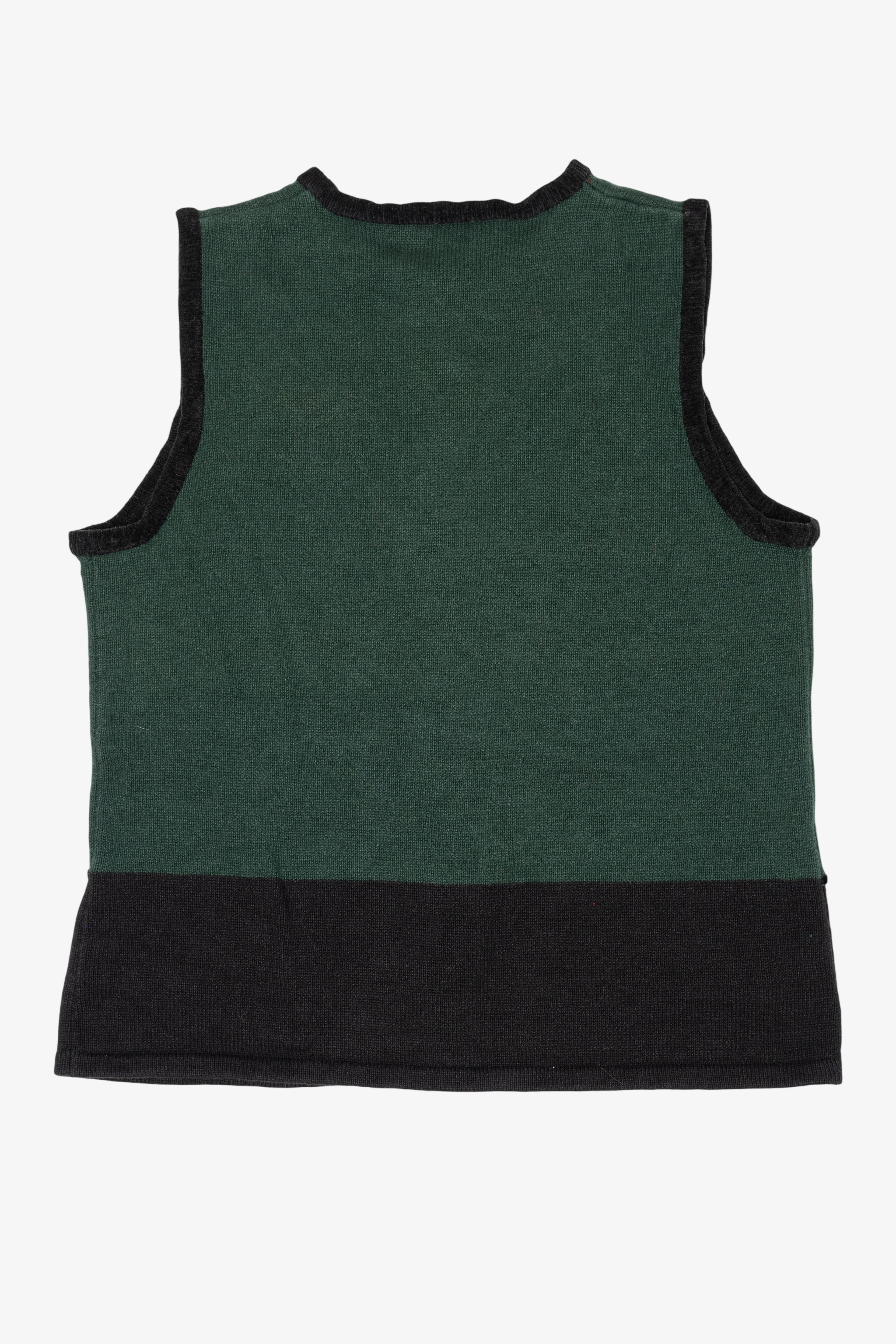 Vintage Green Quacker Factory Flowers Ugly Christmas Vest (2000s)