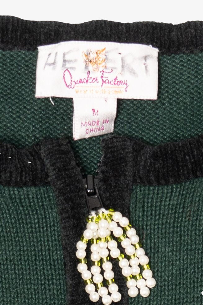 Vintage Green Quacker Factory Flowers Ugly Christmas Vest (2000s)