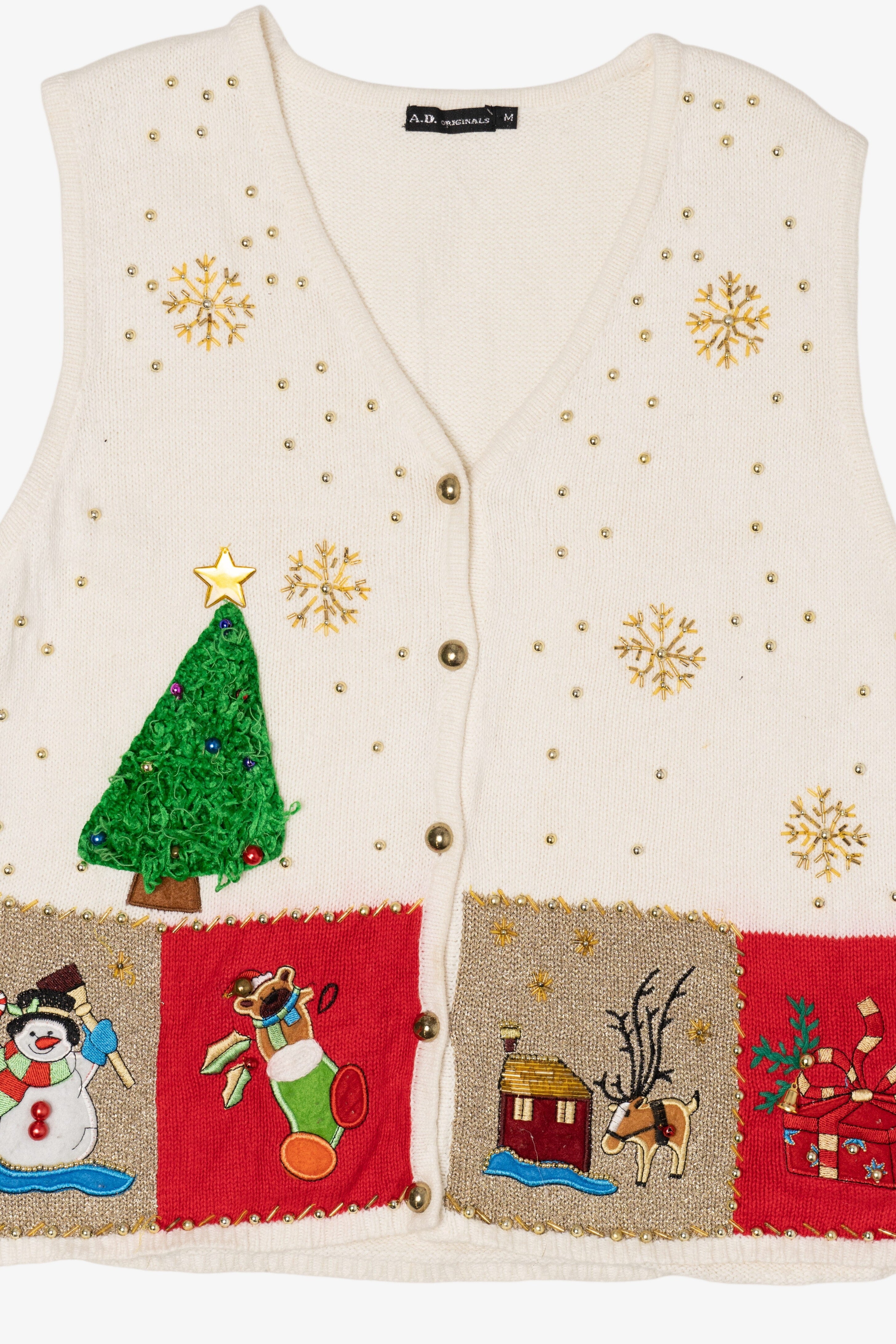 Vintage White A.D Originals Ugly Christmas Vest (1990s)