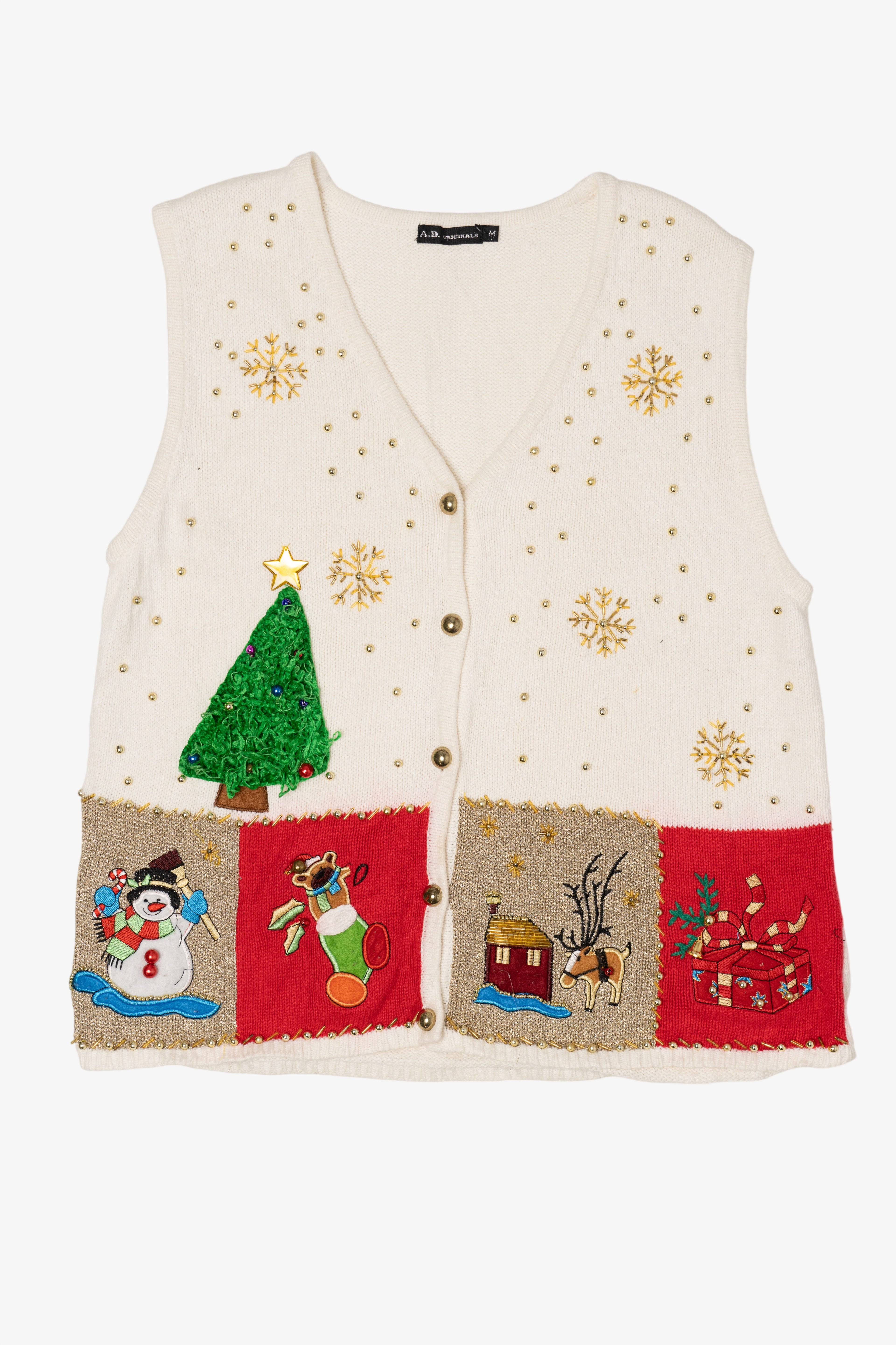 Vintage White A.D Originals Ugly Christmas Vest (1990s)