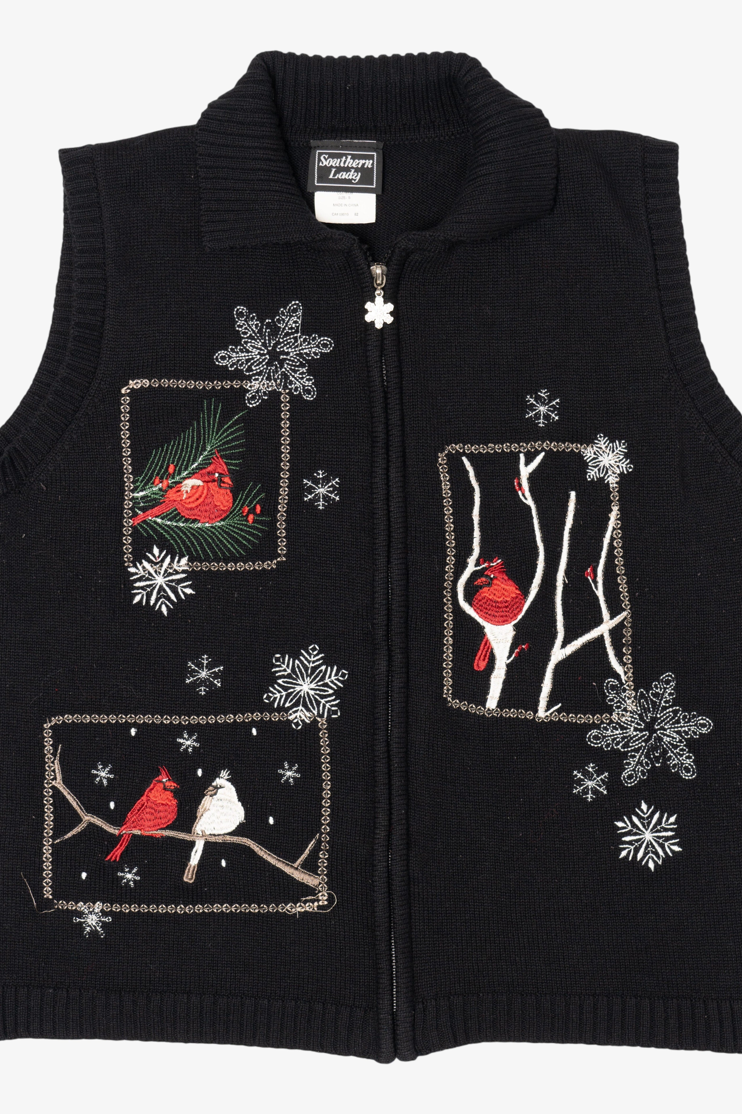 Vintage Black Southern Lady Cardinals Ugly Christmas Vest (1990s)