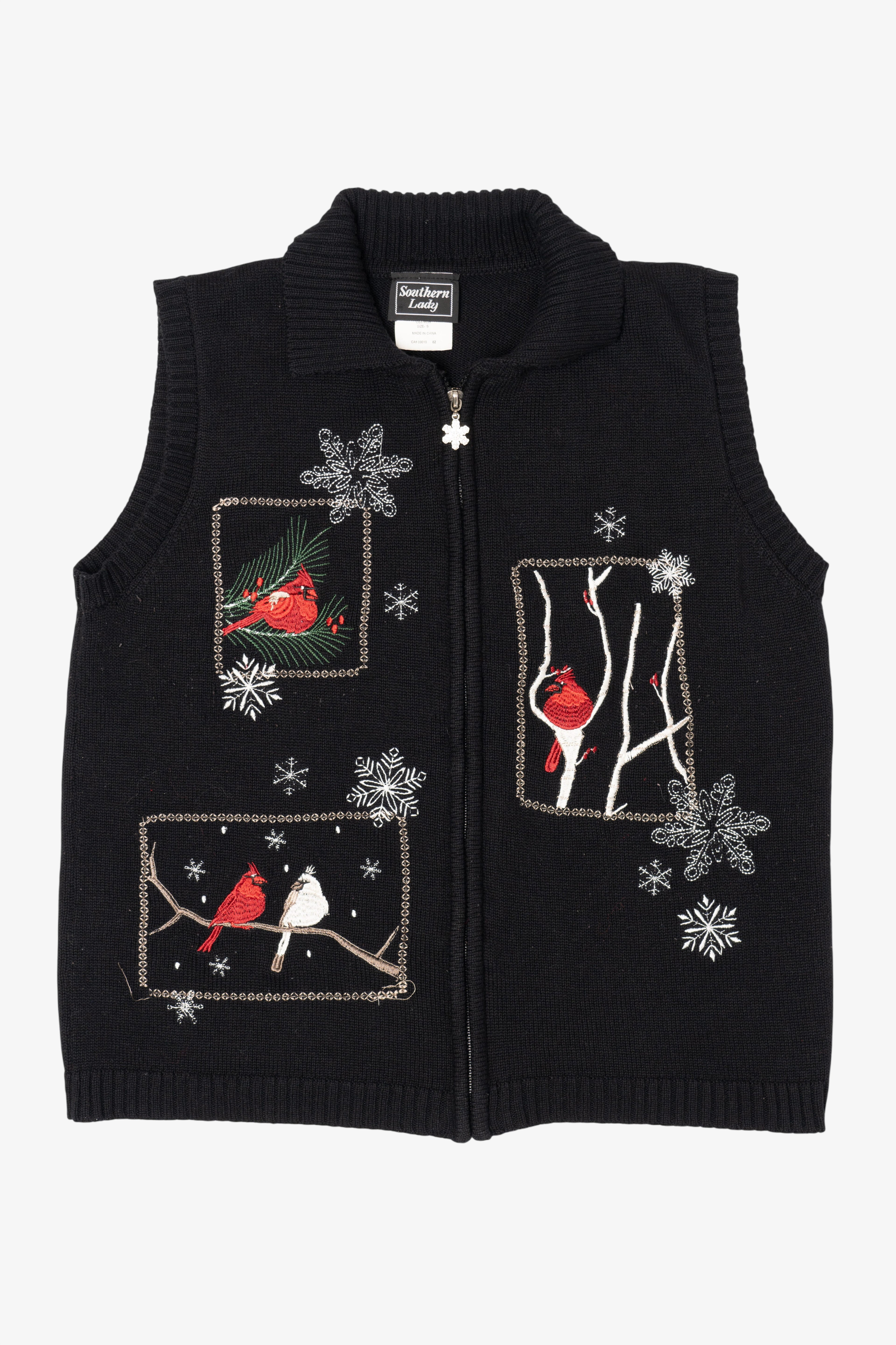 Vintage Black Southern Lady Cardinals Ugly Christmas Vest (1990s)