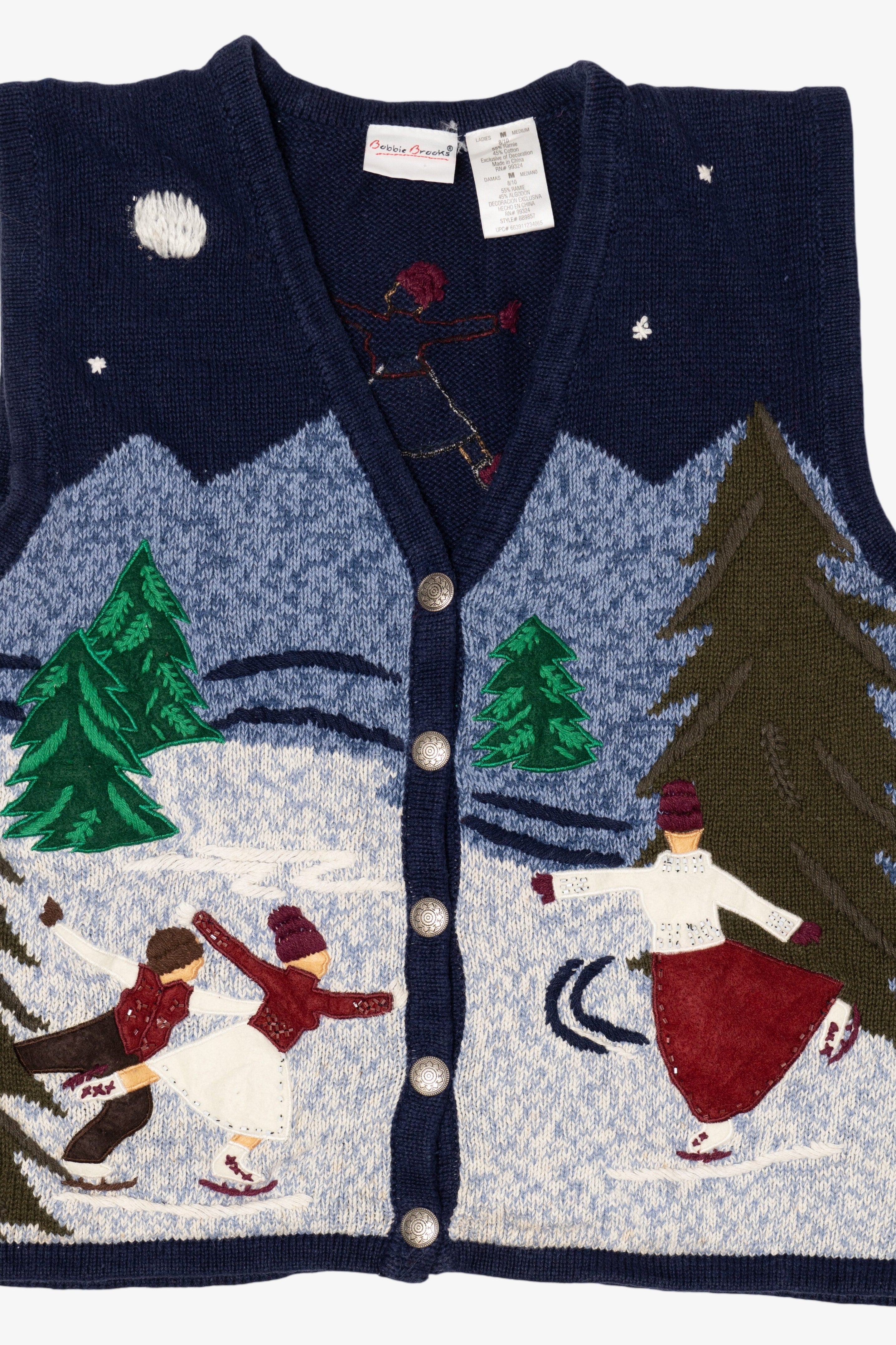 Vintage Navy Blue Ice Skating Bobbie Brooks Ugly Christmas Vest (2000s)