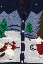 Vintage Navy Blue Ice Skating Bobbie Brooks Ugly Christmas Vest (2000s)