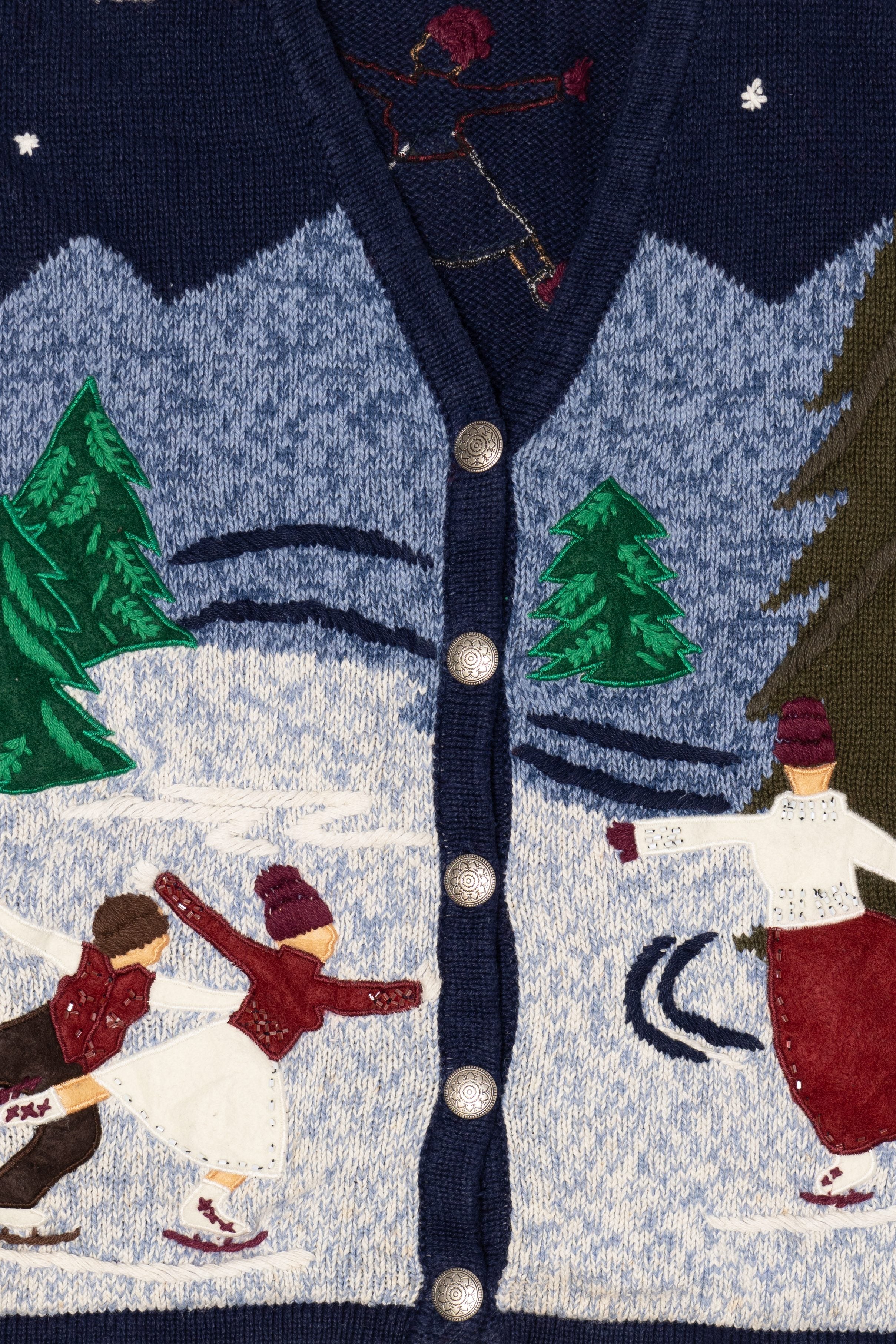 Vintage Navy Blue Ice Skating Bobbie Brooks Ugly Christmas Vest (2000s)