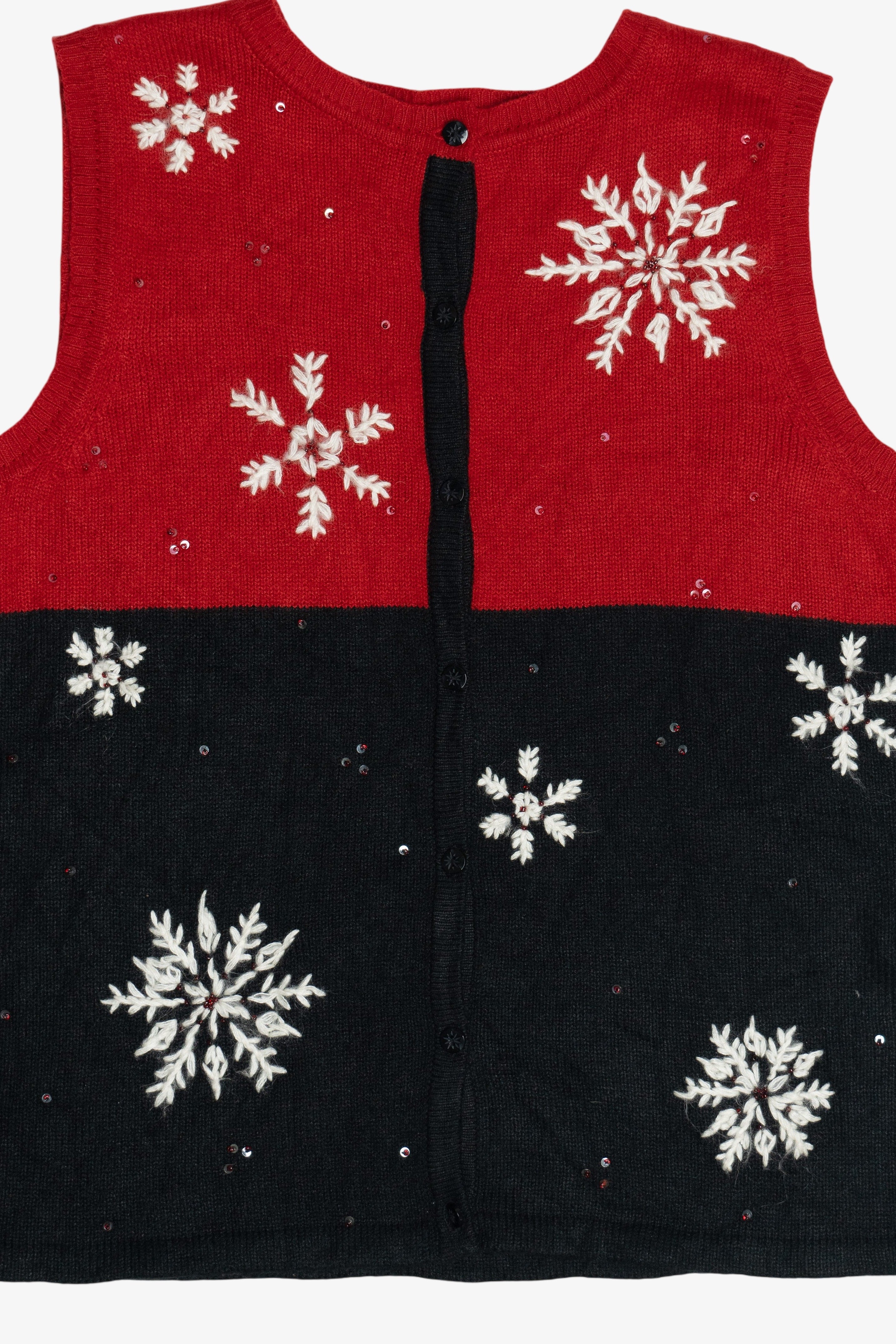 Vintage Emma James Snowflakes Color Block Ugly Christmas Vest (2000s)