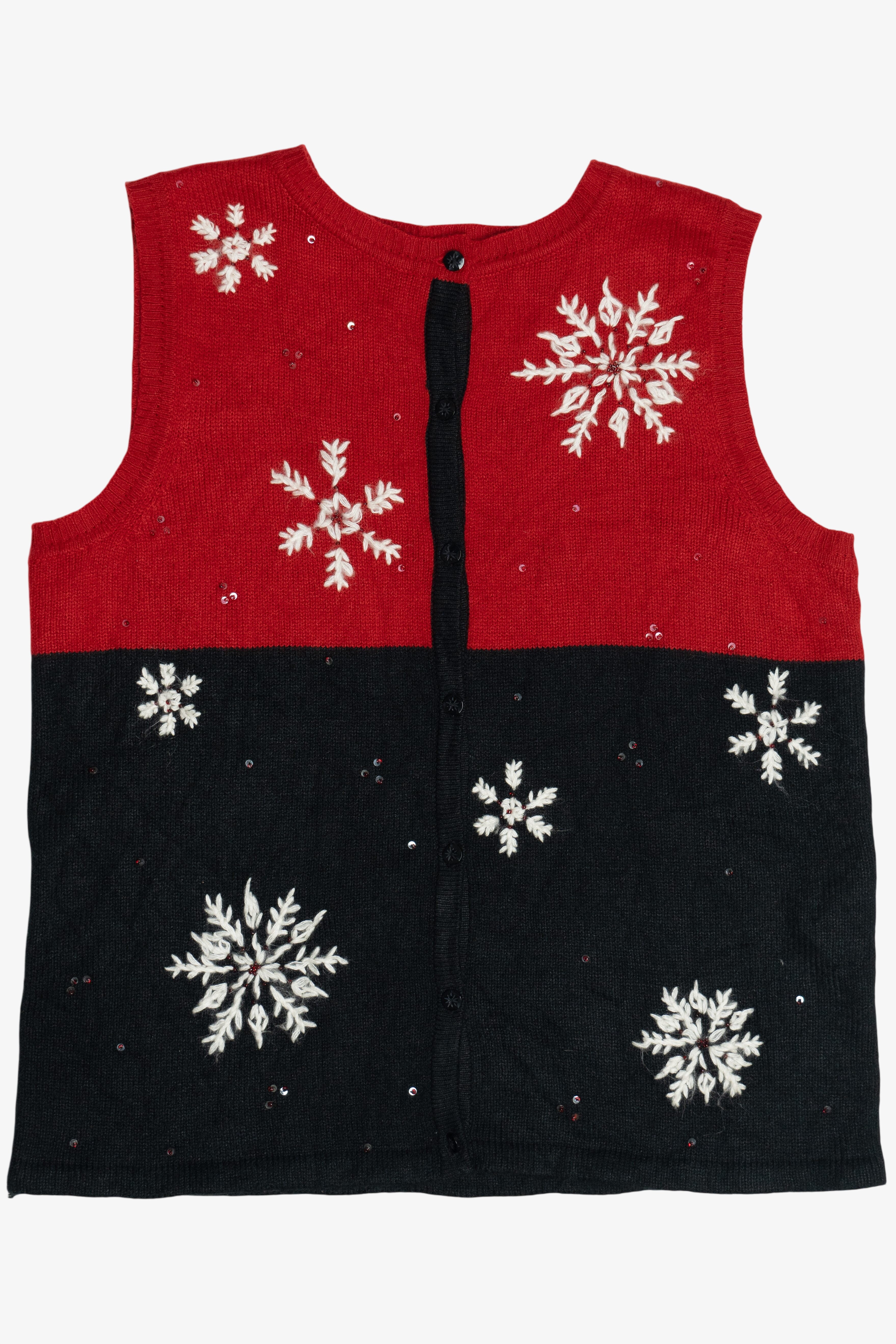 Vintage Emma James Snowflakes Color Block Ugly Christmas Vest (2000s)