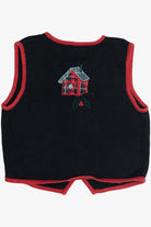 Vintage Christopher & Banks Hand Embroidered Bird Houses Ugly Christmas Vest (1990s)