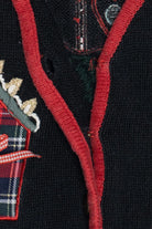 Vintage Christopher & Banks Hand Embroidered Bird Houses Ugly Christmas Vest (1990s)