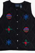 Vintage Crazy Horse Ornaments & Snowflakes Ugly Christmas Vest (1990s)