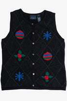 Vintage Crazy Horse Ornaments & Snowflakes Ugly Christmas Vest (1990s)