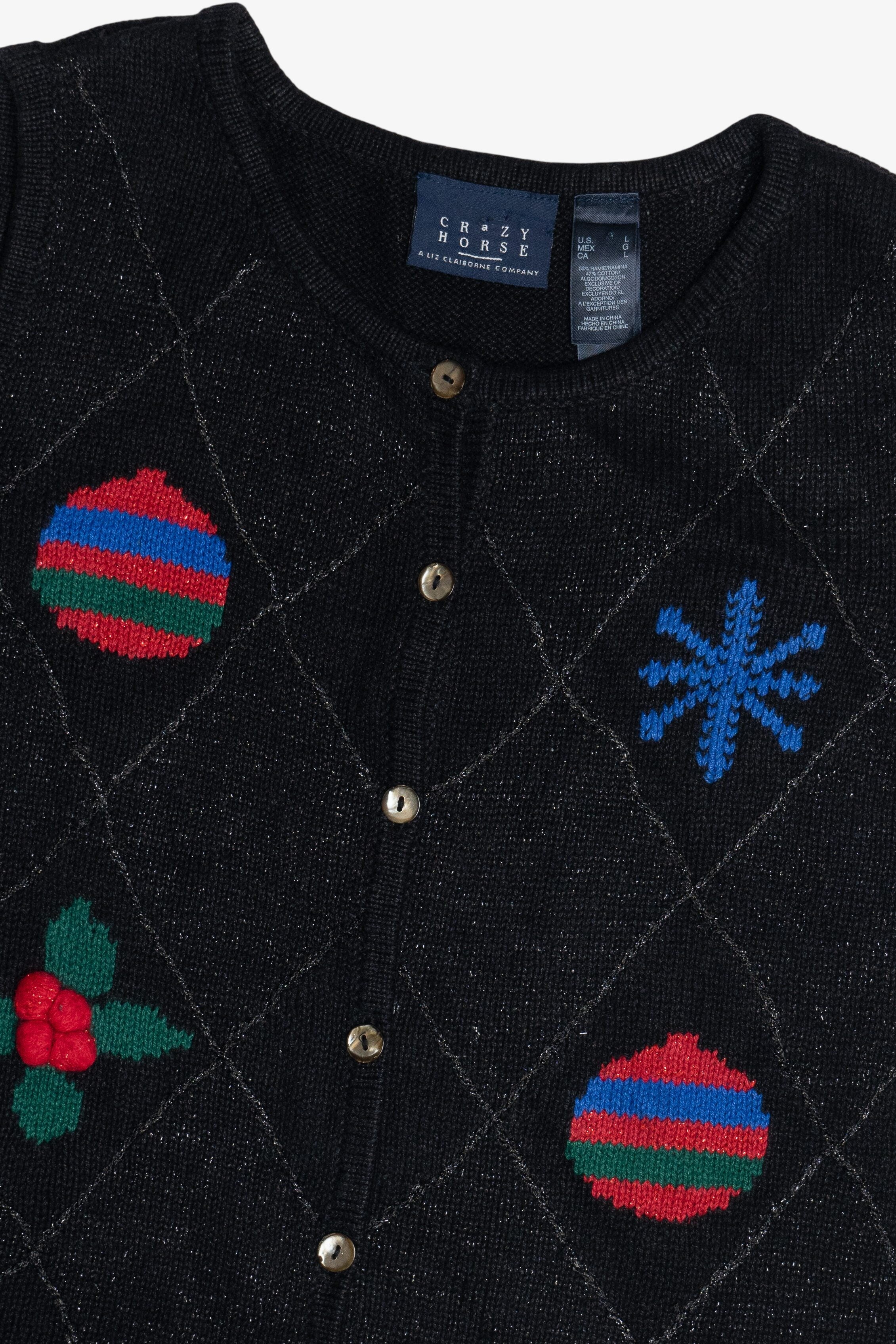 Vintage Crazy Horse Ornaments & Snowflakes Ugly Christmas Vest (1990s)