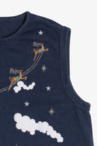 Vintage Blue Santa & His Sleigh Night Scene Ugly Christmas Vest (2000s)