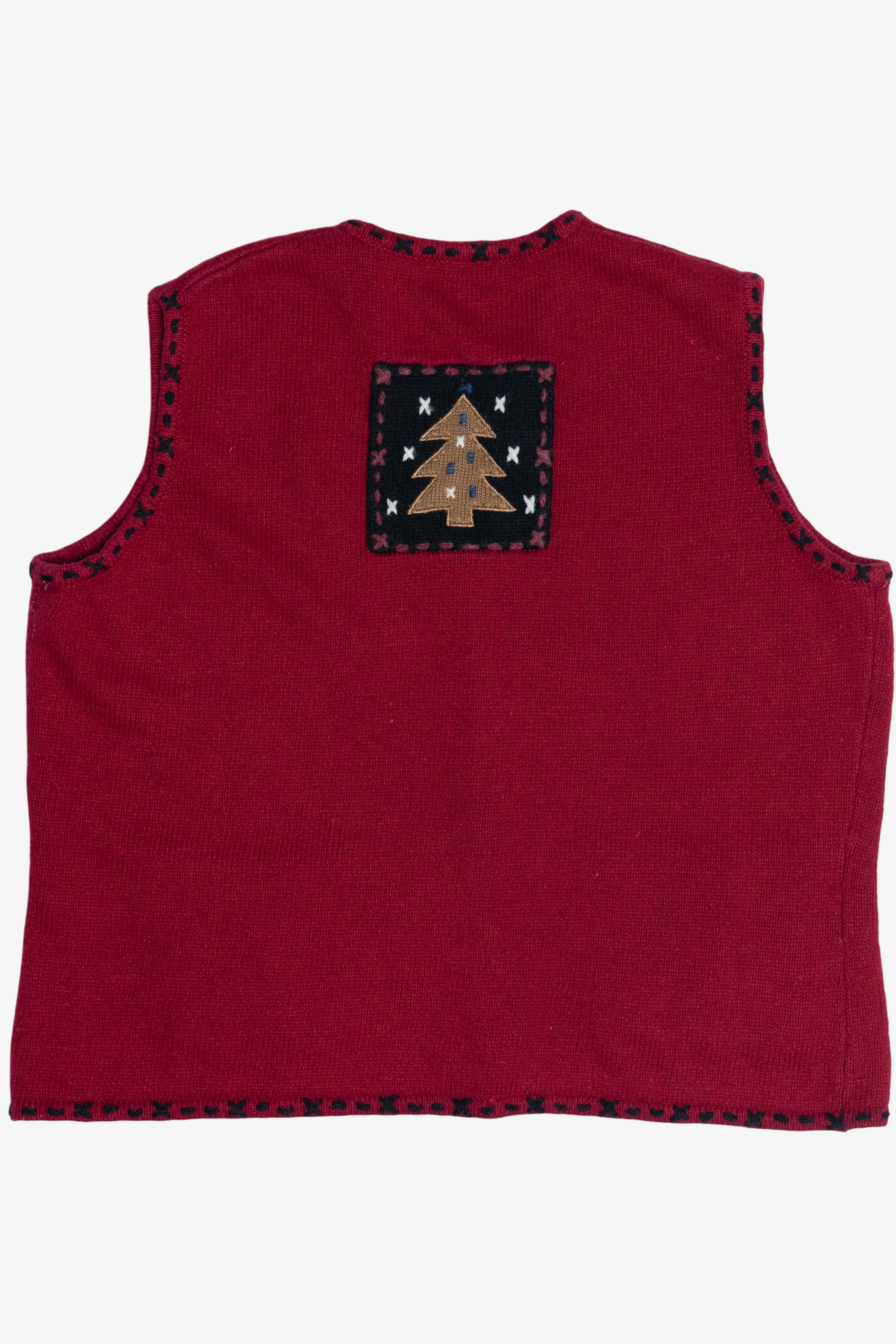 Vintage Coldwater Creek Tree & Snowmen Front Pockets Ugly Christmas Vest (2000s)