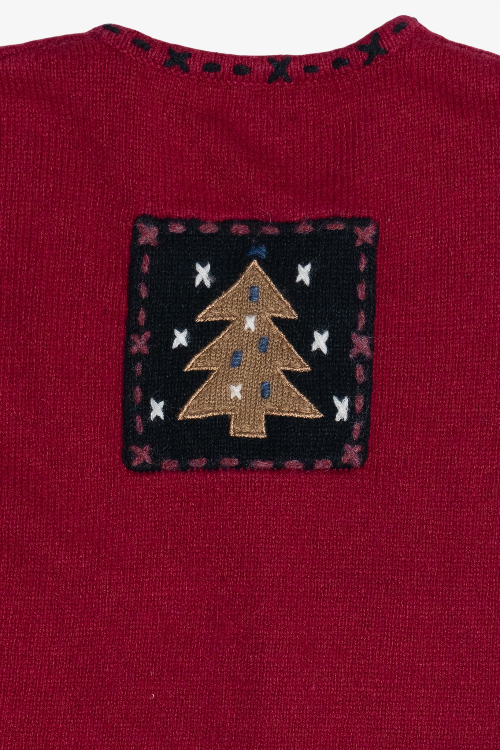 Vintage Coldwater Creek Tree & Snowmen Front Pockets Ugly Christmas Vest (2000s)