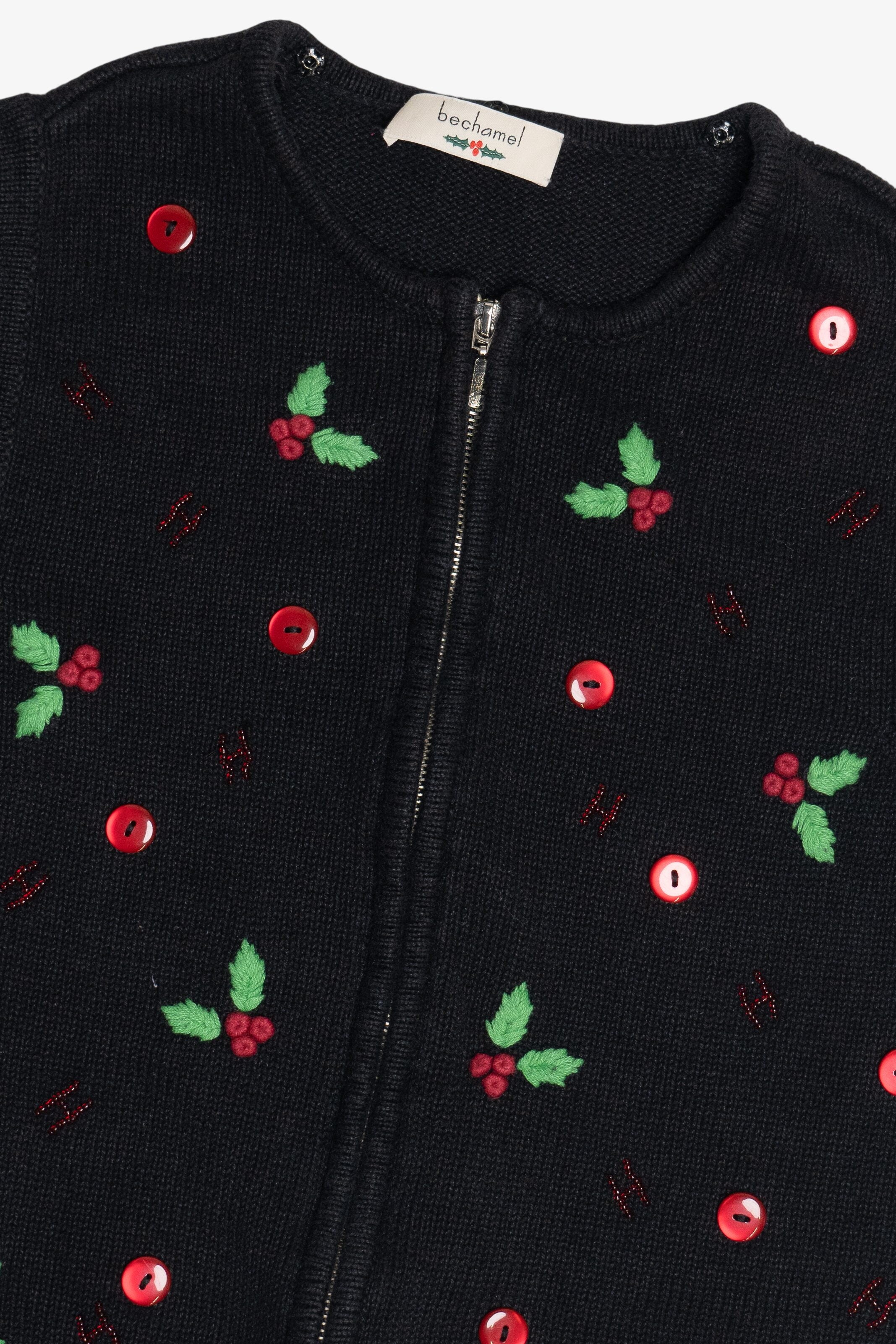 Vintage Bechamel "Ho Ho Ho" Holly & Ivy Ugly Christmas Vest (1990s)