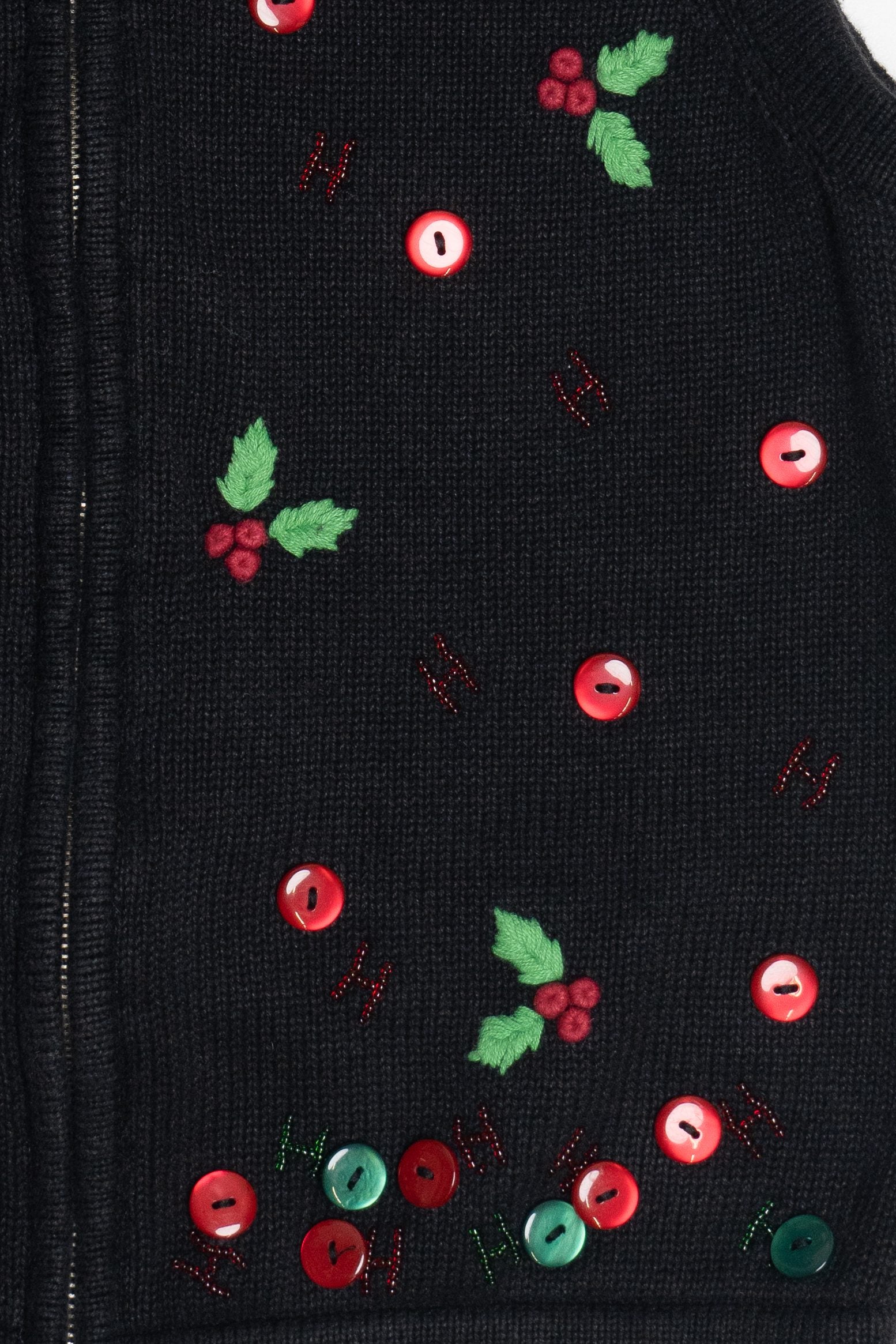 Vintage Bechamel "Ho Ho Ho" Holly & Ivy Ugly Christmas Vest (1990s)