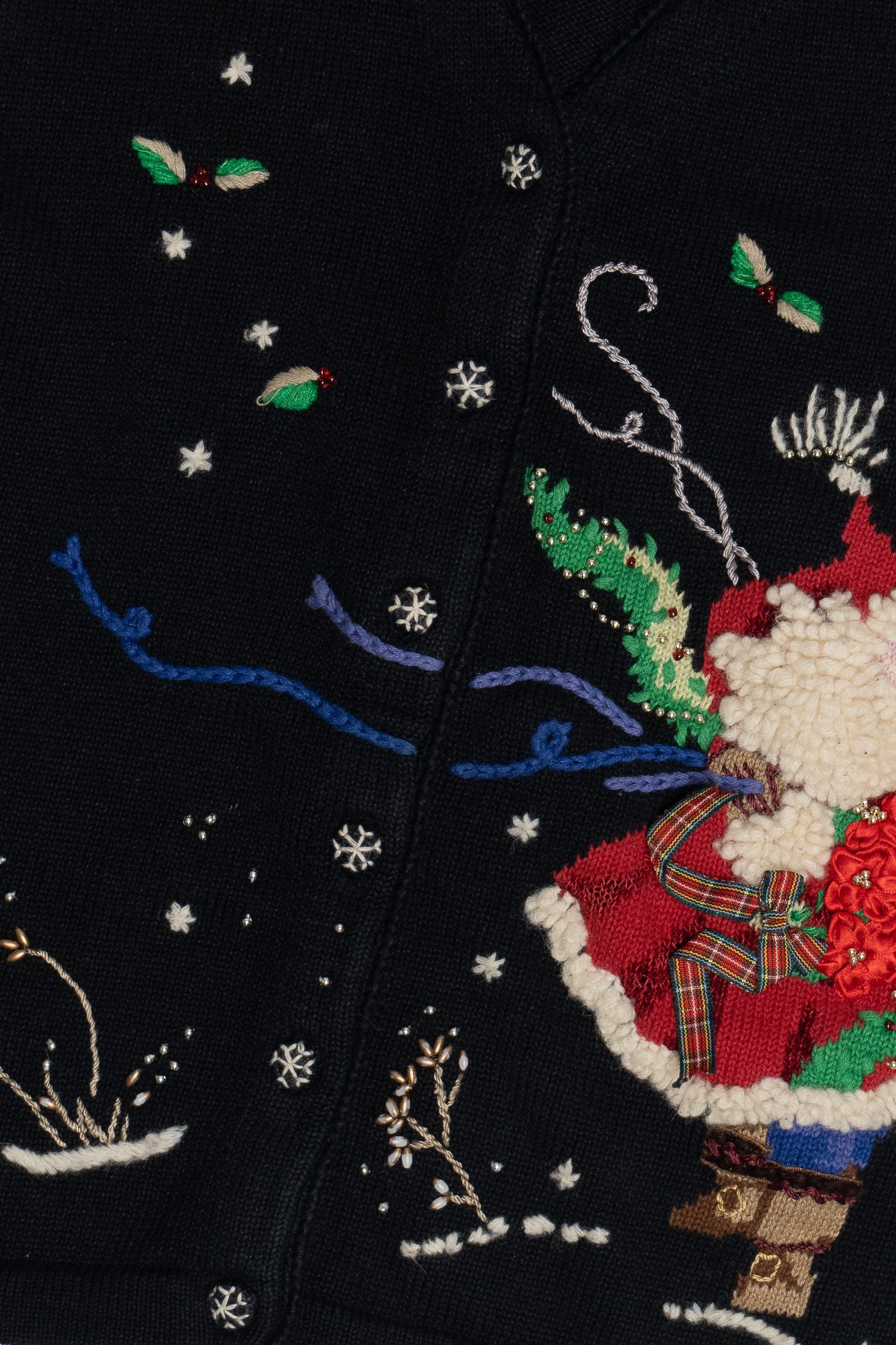 Vintage Susan Bristol Windy Santa Ugly Christmas Vest (1990s)