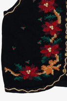 Vintage Erika II Hand Knit Holiday Flowers Ugly Christmas Vest (1990s)