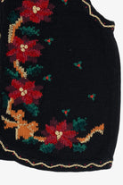 Vintage Erika II Hand Knit Holiday Flowers Ugly Christmas Vest (1990s)