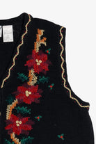 Vintage Erika II Hand Knit Holiday Flowers Ugly Christmas Vest (1990s)