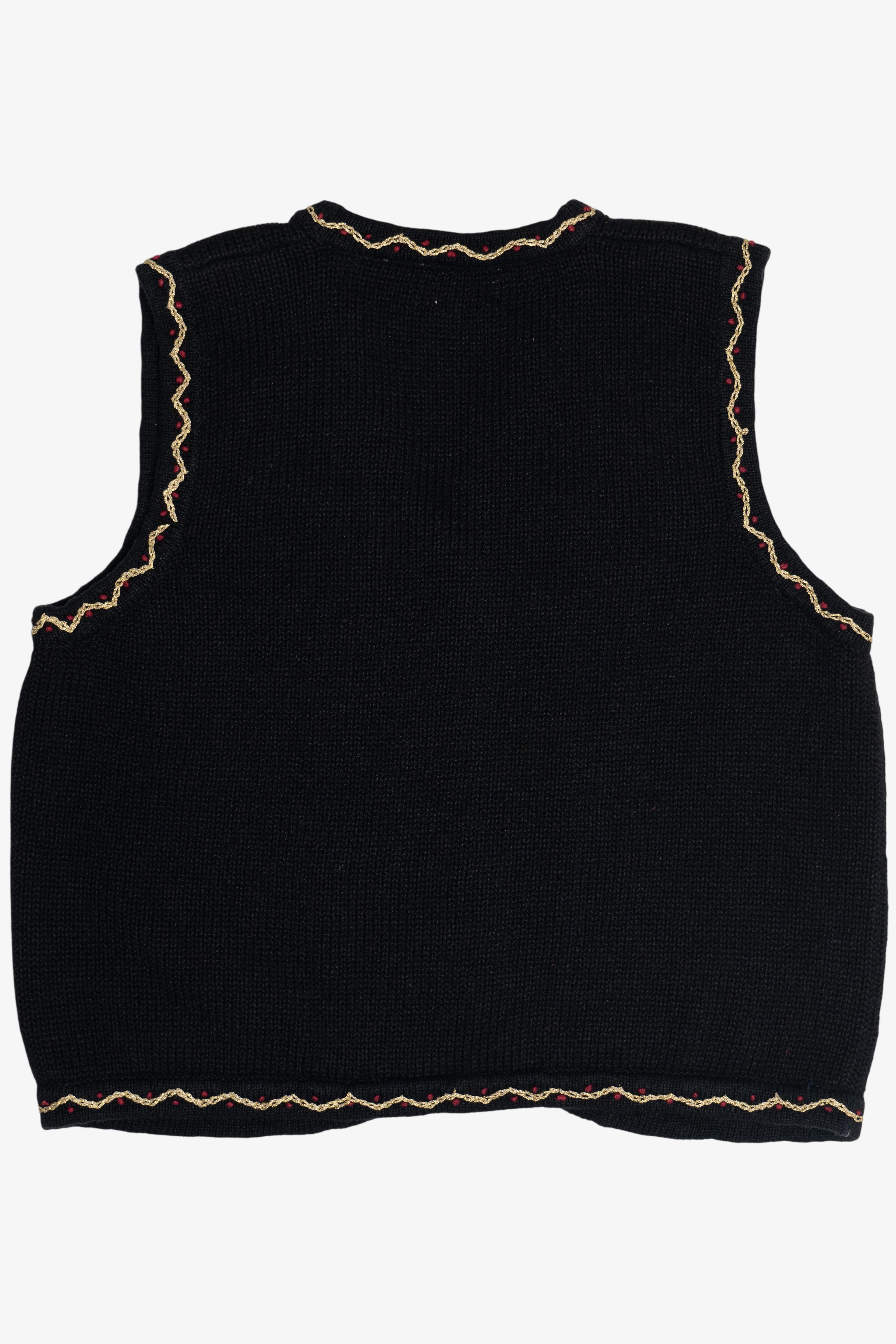 Vintage Erika II Hand Knit Holiday Flowers Ugly Christmas Vest (1990s)