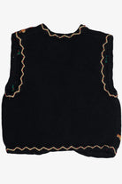 Vintage Erika Hand Knit Holiday Flowers Ugly Christmas Vest (1990s)