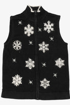 Vintage Black Quacker Factory Snowflakes Ugly Christmas Vest (2000s)