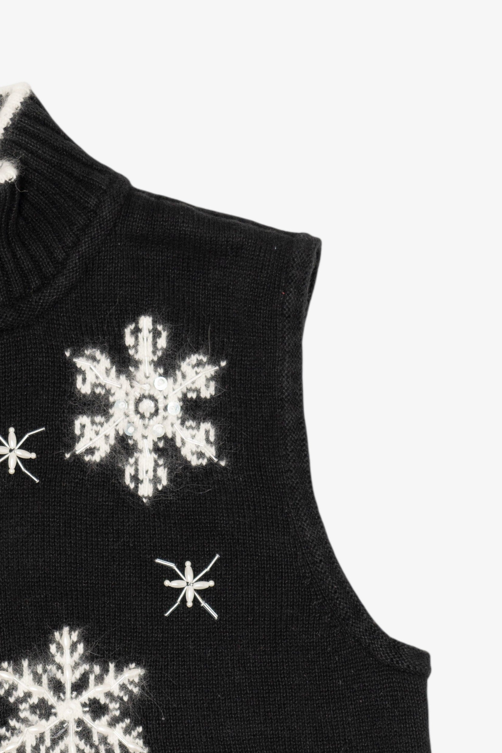 Vintage Black Quacker Factory Snowflakes Ugly Christmas Vest (2000s)