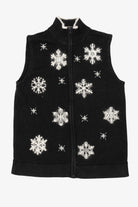 Vintage Black Quacker Factory Snowflakes Ugly Christmas Vest (2000s)