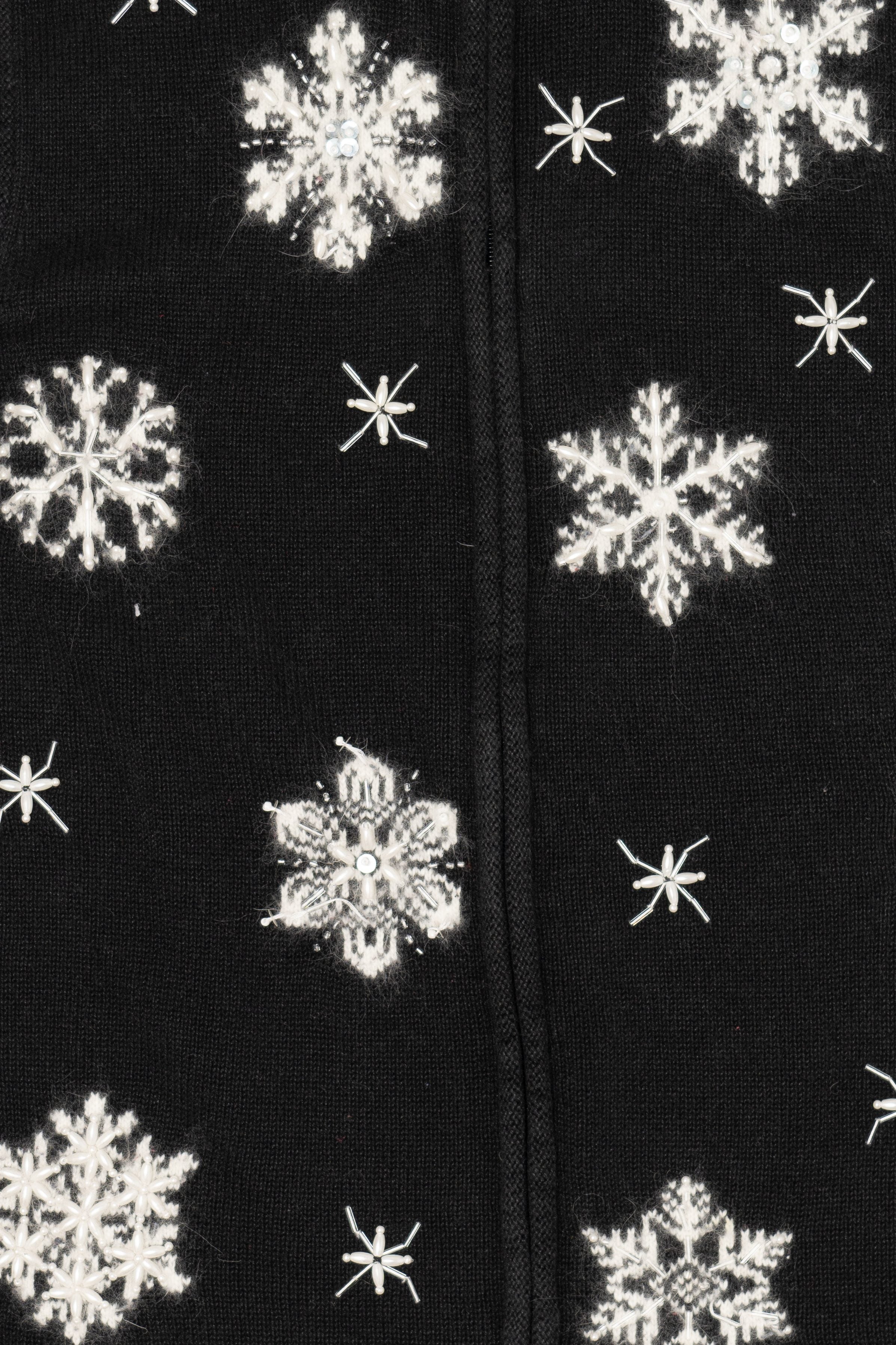 Vintage Black Quacker Factory Snowflakes Ugly Christmas Vest (2000s)