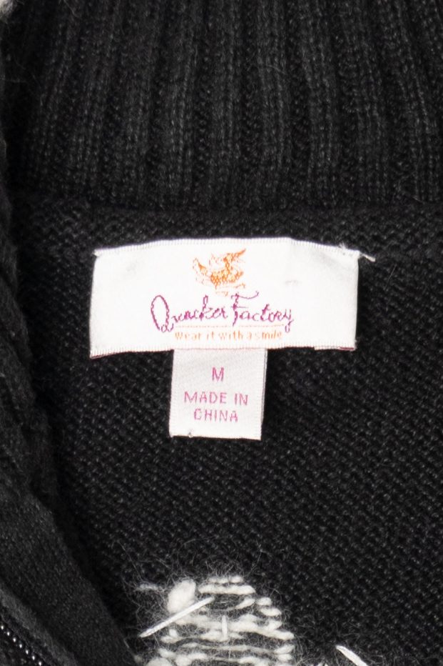 Vintage Black Quacker Factory Snowflakes Ugly Christmas Vest (2000s)