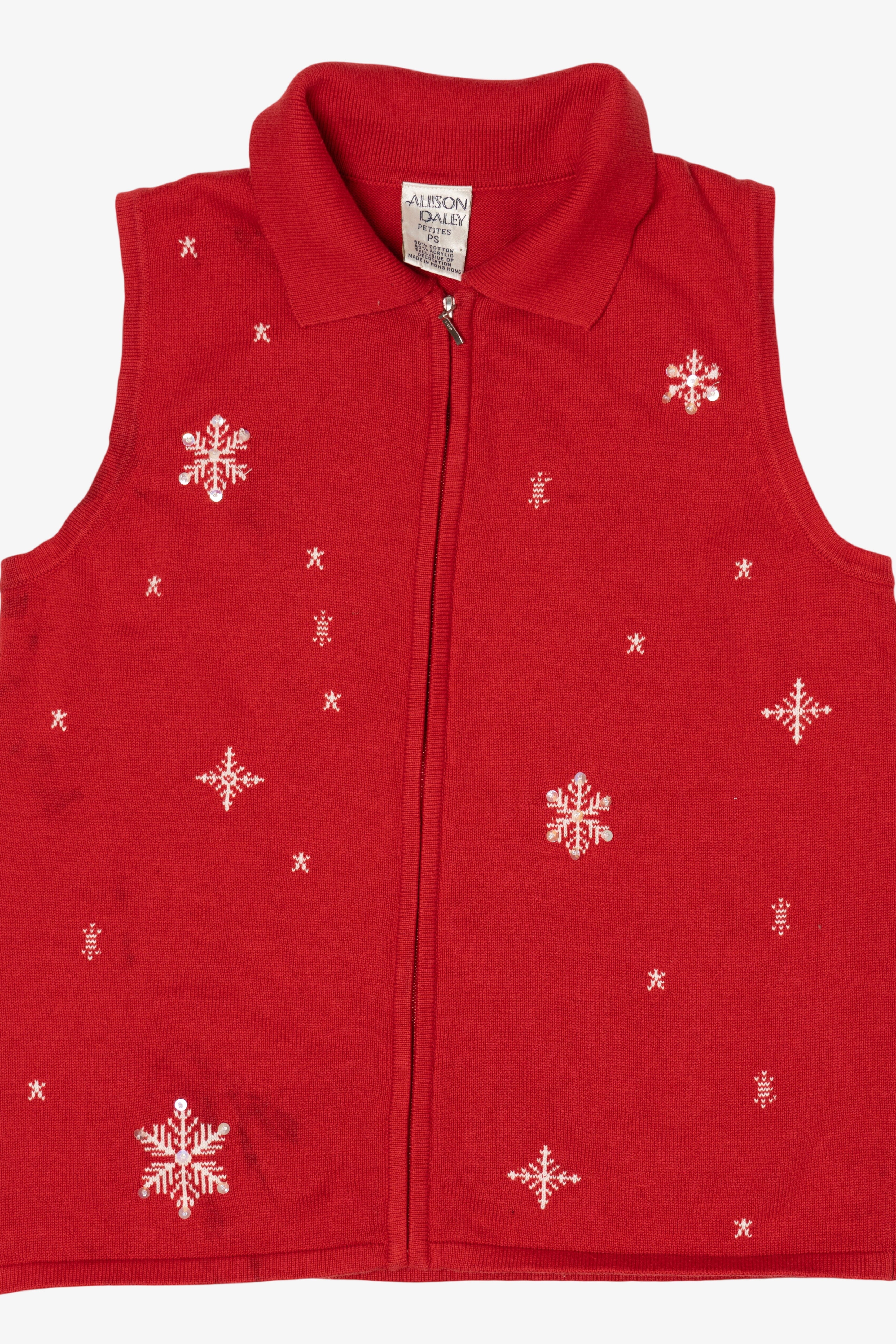 Vintage Red Allison Daley Snowflakes Ugly Christmas Vest (1990s)