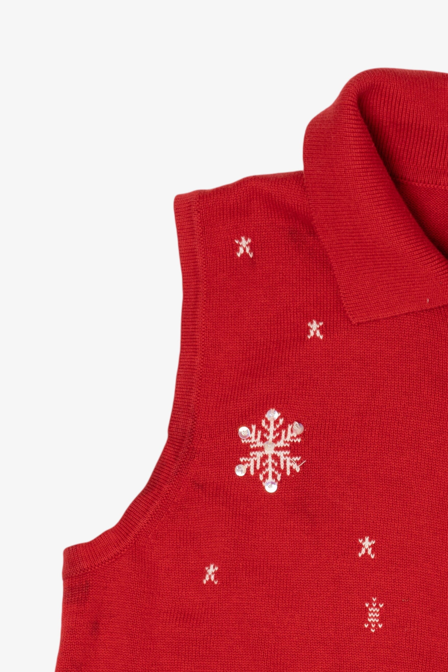 Vintage Red Allison Daley Snowflakes Ugly Christmas Vest (1990s)
