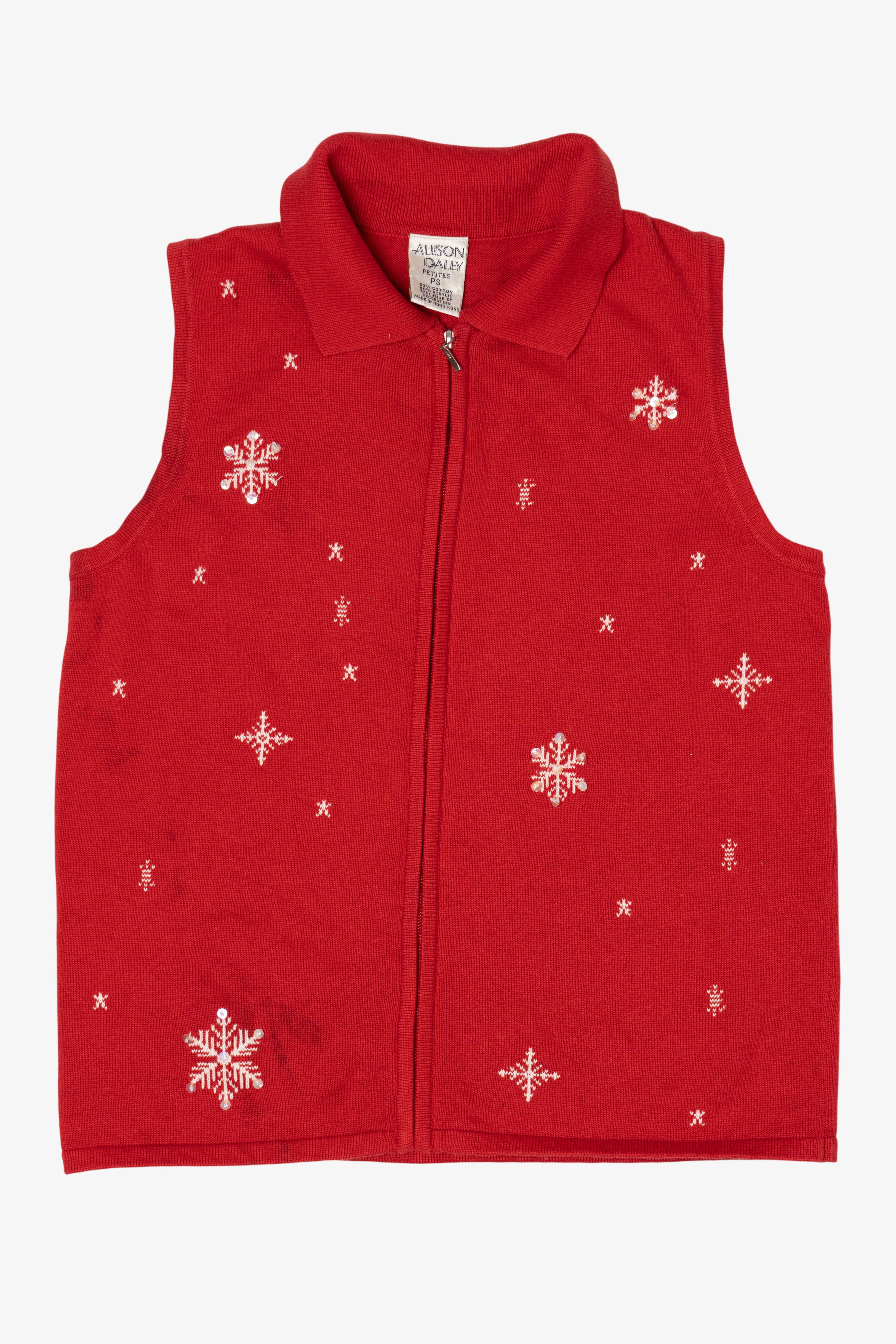Vintage Red Allison Daley Snowflakes Ugly Christmas Vest (1990s)