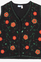Vintage Black Holiday Editions Poinsettias Ugly Christmas Vest (2000s)