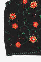 Vintage Black Holiday Editions Poinsettias Ugly Christmas Vest (2000s)