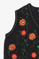 Vintage Black Holiday Editions Poinsettias Ugly Christmas Vest (2000s)
