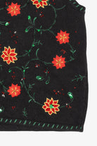 Vintage Black Holiday Editions Poinsettias Ugly Christmas Vest (2000s)