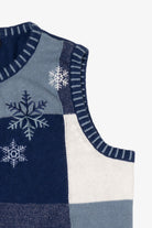 Vintage Blue Crystal Kobe Snowflakes Ugly Christmas Vest (2000s)