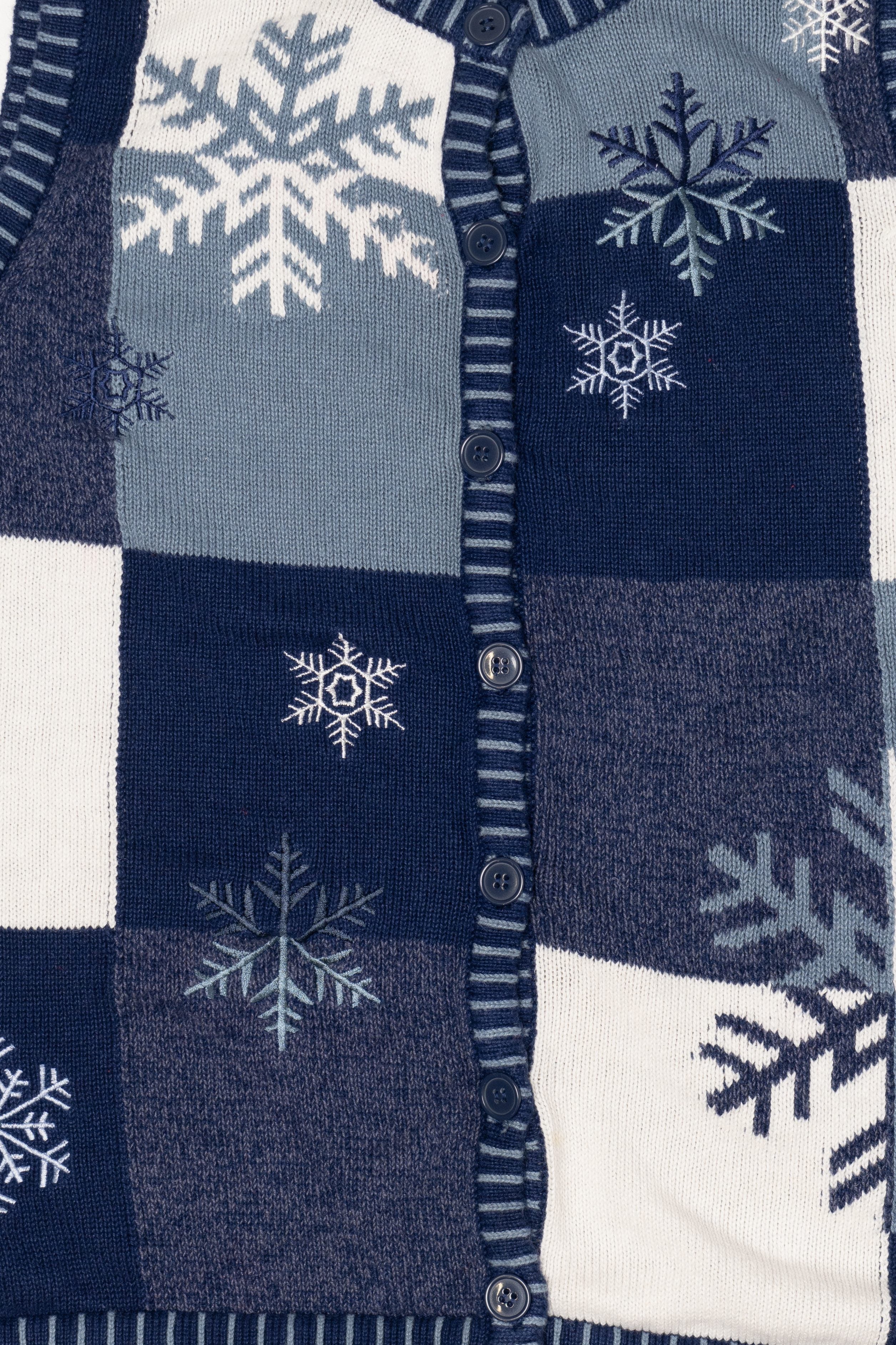 Vintage Blue Crystal Kobe Snowflakes Ugly Christmas Vest (2000s)