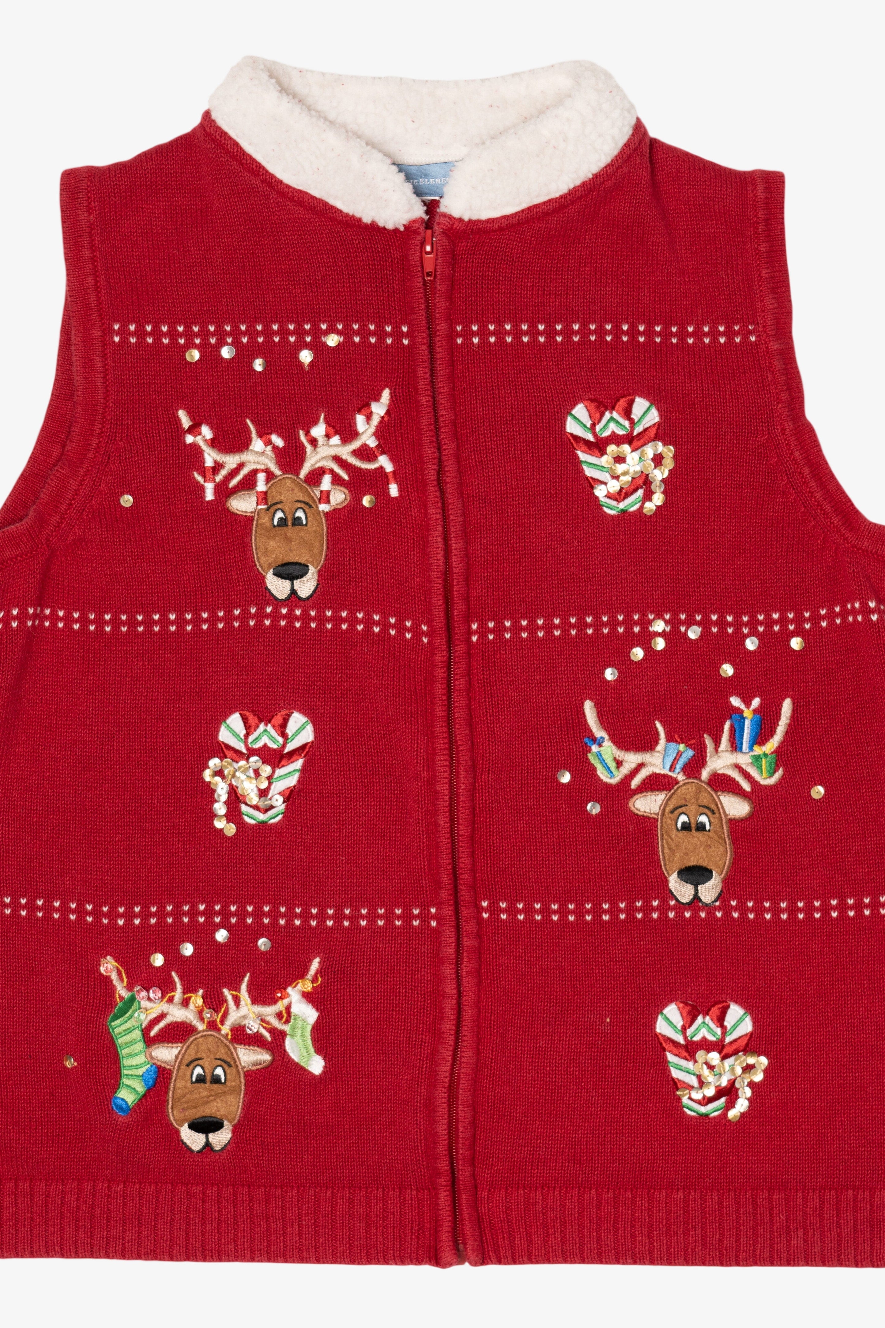 Red Classic Elements Reindeer Ugly Christmas Vest (2010s)