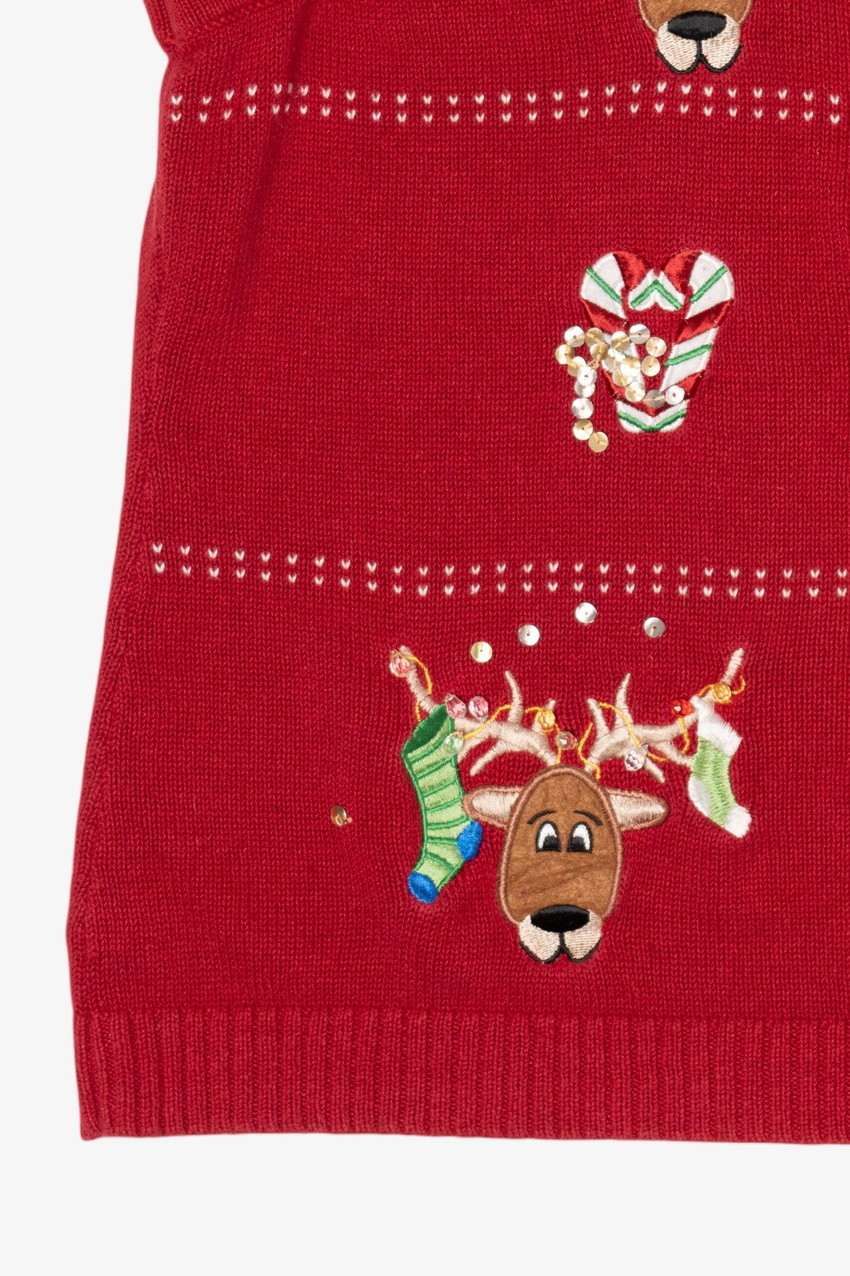 Red Classic Elements Reindeer Ugly Christmas Vest (2010s)