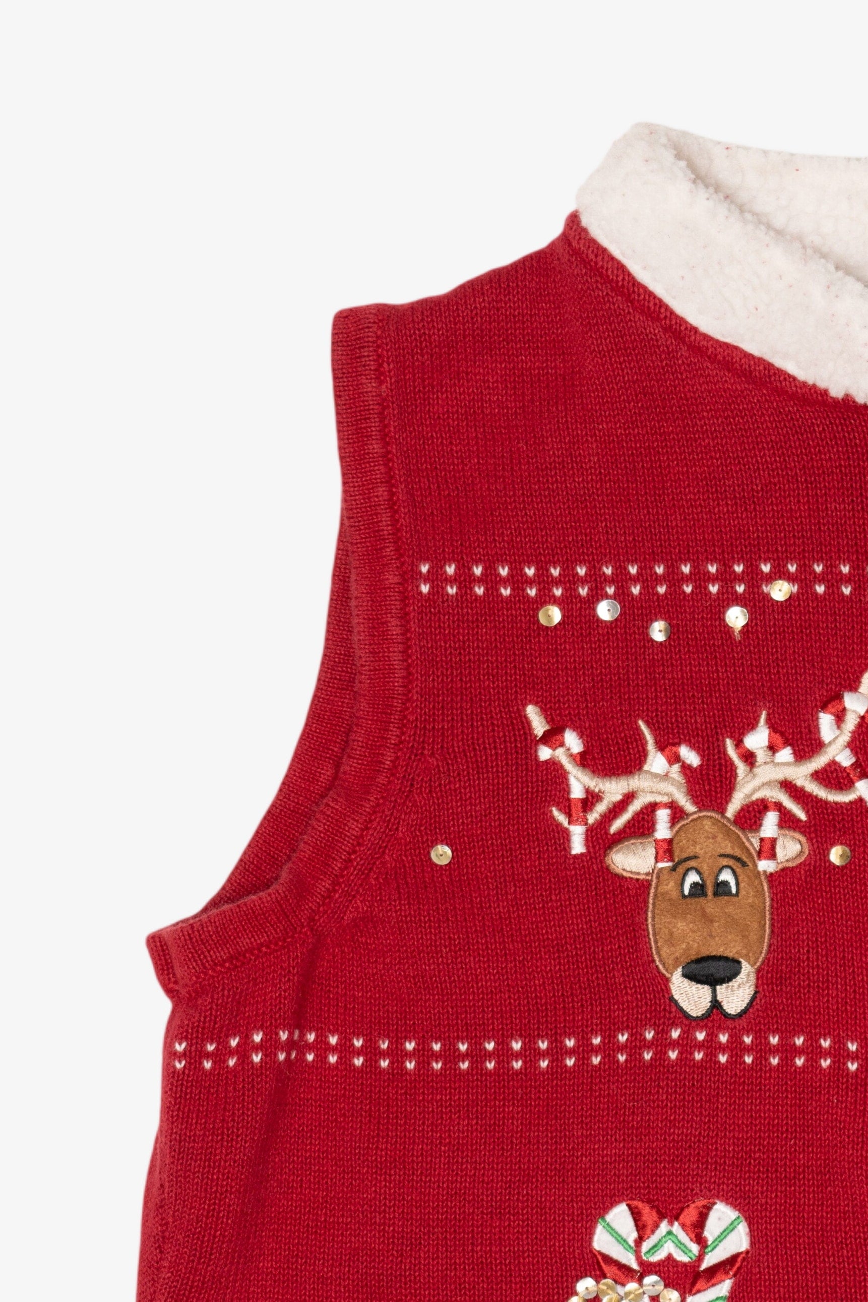 Red Classic Elements Reindeer Ugly Christmas Vest (2010s)