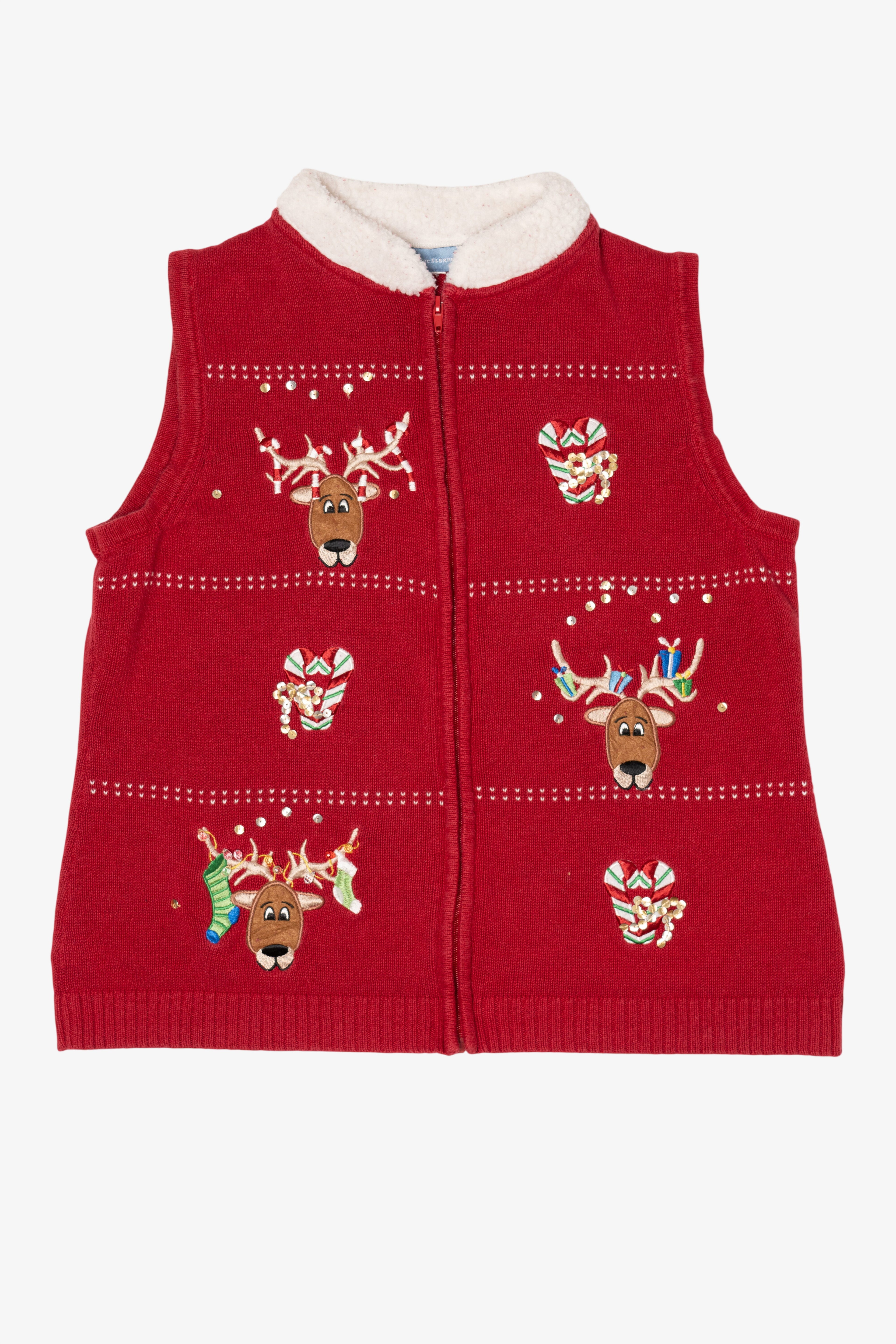 Red Classic Elements Reindeer Ugly Christmas Vest (2010s)