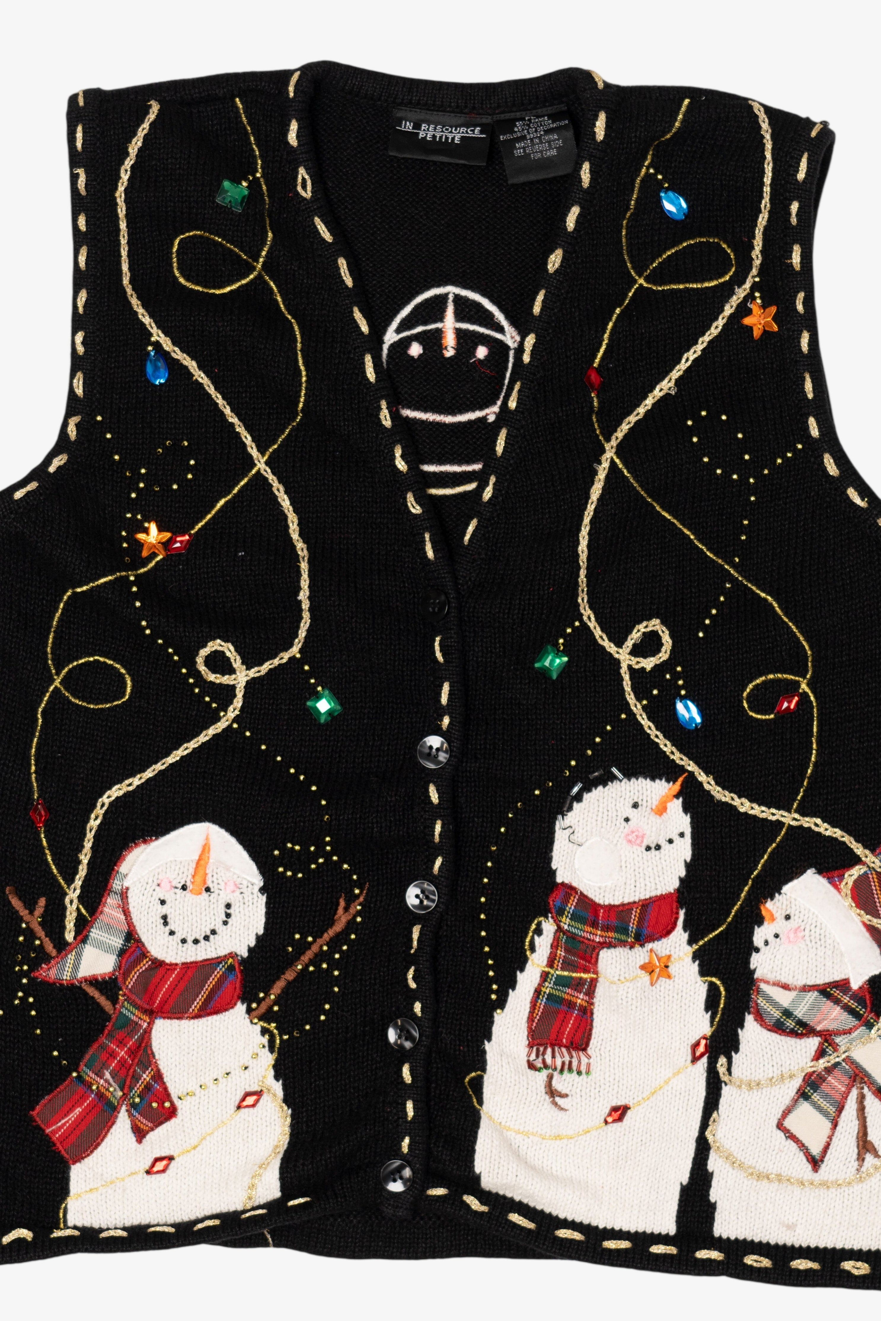 Vintage Black In Resource Snowmen Ugly Christmas Vest (2000s)
